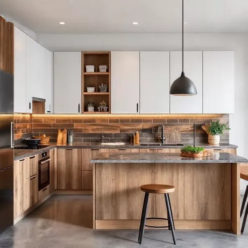 Dapur bergaya industrial dengan elemen kayu dan logam, ideal untuk renovasi apartemen di Banjarmasin-kontraktor interior kantor splusa.id Dapur bergaya industrial dengan elemen kayu dan logam, ideal untuk renovasi apartemen di Banjarmasin-kontraktor interior kantor splusa.id