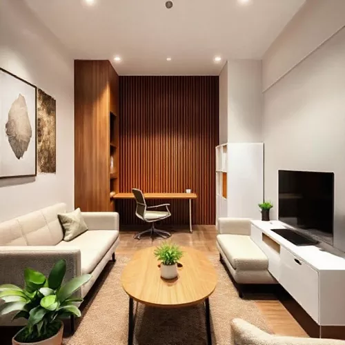 Desain interior kantor kecil minimalis di Banjarmasin dengan furnitur multifungsi dan tanaman hias-kontraktor interior kantor splusa.id Desain interior kantor kecil minimalis di Banjarmasin dengan furnitur multifungsi dan tanaman hias-kontraktor interior kantor splusa.id
