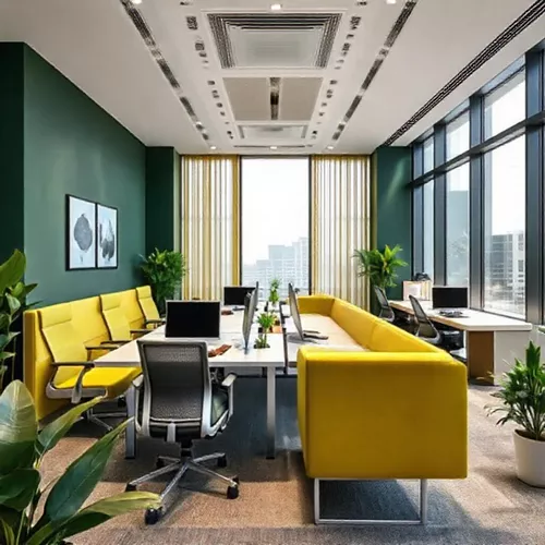 Desain interior kantor modern dengan furnitur ergonomis dan ruang hijau yang mendukung produktivitas karyawan-splusa.id Desain interior kantor modern dengan furnitur ergonomis dan ruang hijau yang mendukung produktivitas karyawan-splusa.id