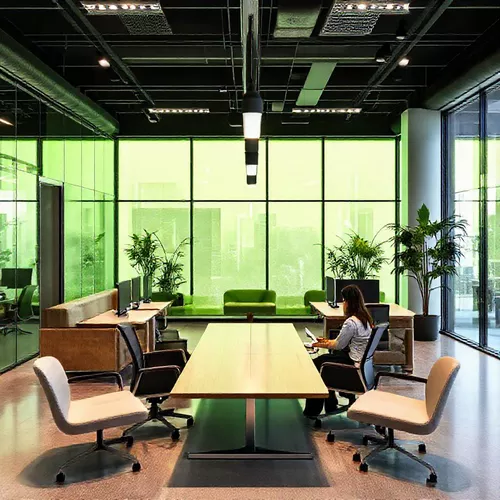 Desain interior kantor modern di Banjarmasin dengan furnitur ergonomis dan ruang hijau yang meningkatkan produktivitas karyawan-splusa.id Desain interior kantor modern di Banjarmasin dengan furnitur ergonomis dan ruang hijau yang meningkatkan produktivitas karyawan-splusa.id