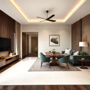 Desain interior minimalis di Banjarmasin dengan furnitur sederhana dan dinding netral-kontraktor interior kantor splusa.id