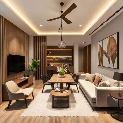 Desain ruang tamu modern oleh CV Interior SPlusA.id, menampilkan furnitur minimalis dan pencahayaan hangat-splusa.id Desain ruang tamu modern oleh CV Interior SPlusA.id, menampilkan furnitur minimalis dan pencahayaan hangat-splusa.id