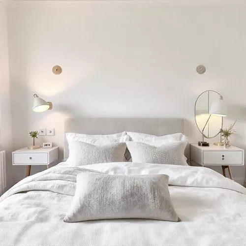 Lampu dinding dan lampu meja di kamar tidur Skandinavia Jakarta-interior splusa.id Lampu dinding dan lampu meja di kamar tidur Skandinavia Jakarta-interior splusa.id