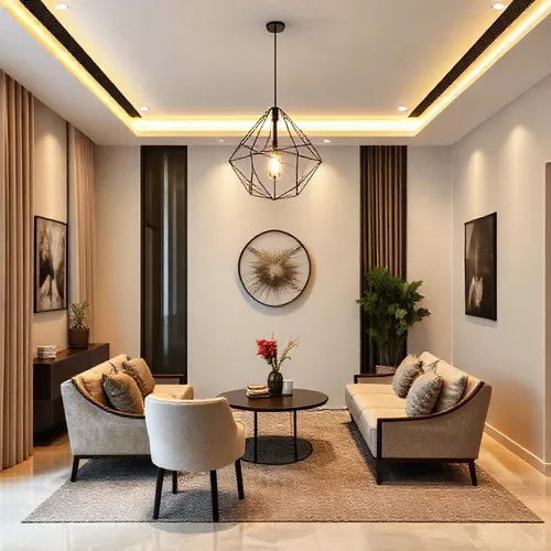 Lampu gantung modern di ruang tamu minimalis Jakarta-interior splusa.id Lampu gantung modern di ruang tamu minimalis Jakarta-interior splusa.id