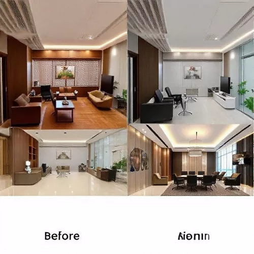 Perbandingan sebelum dan sesudah renovasi ruang kantor oleh kontraktor interior Tangerang, menunjukkan transformasi yang signifikan-splusa.id Perbandingan sebelum dan sesudah renovasi ruang kantor oleh kontraktor interior Tangerang, menunjukkan transformasi yang signifikan-splusa.id