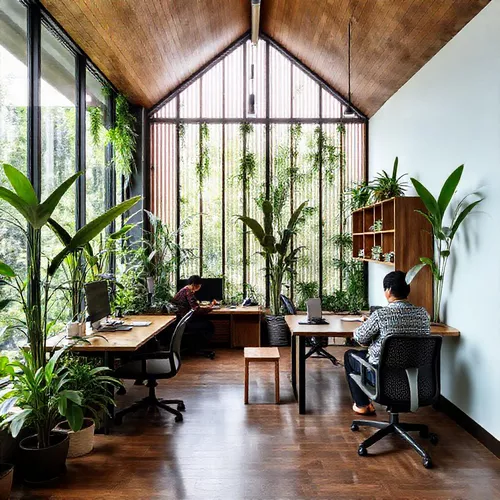 Ruang kerja berbasis natural di Banjarmasin dengan tanaman hijau dan pencahayaan alami-kontraktor interior kantor splusa.id Ruang kerja berbasis natural di Banjarmasin dengan tanaman hijau dan pencahayaan alami-kontraktor interior kantor splusa.id