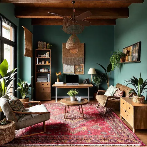 Ruang kerja bohemian dengan warna cerah dan tekstur beragam, menciptakan suasana inspiratif di Banjarmasin-kontraktor interior kantor splusa.id Ruang kerja bohemian dengan warna cerah dan tekstur beragam, menciptakan suasana inspiratif di Banjarmasin-kontraktor interior kantor splusa.id