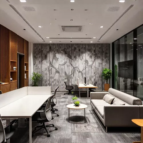Ruang kerja modern yang dirancang oleh kontraktor desain interior kantor, menciptakan lingkungan produktif dan nyaman-splusa.id Ruang kerja modern yang dirancang oleh kontraktor desain interior kantor, menciptakan lingkungan produktif dan nyaman-splusa.id