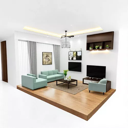 Tampilan software desain interior dengan model 3D ruangan, menunjukkan proses desain yang profesional dan inovatif-kontraktor interior kantor splusa.id Tampilan software desain interior dengan model 3D ruangan, menunjukkan proses desain yang profesional dan inovatif-kontraktor interior kantor splusa.id