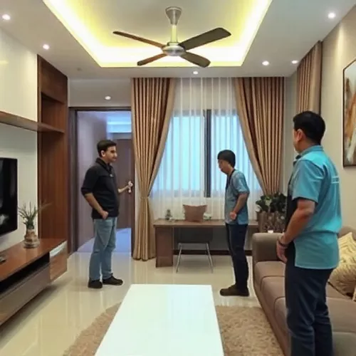 Tim profesional CV Interior SPlusA.id sedang melakukan renovasi interior, menunjukkan alat dan bahan yang digunakan-splusa.id Tim profesional CV Interior SPlusA.id sedang melakukan renovasi interior, menunjukkan alat dan bahan yang digunakan-splusa.id