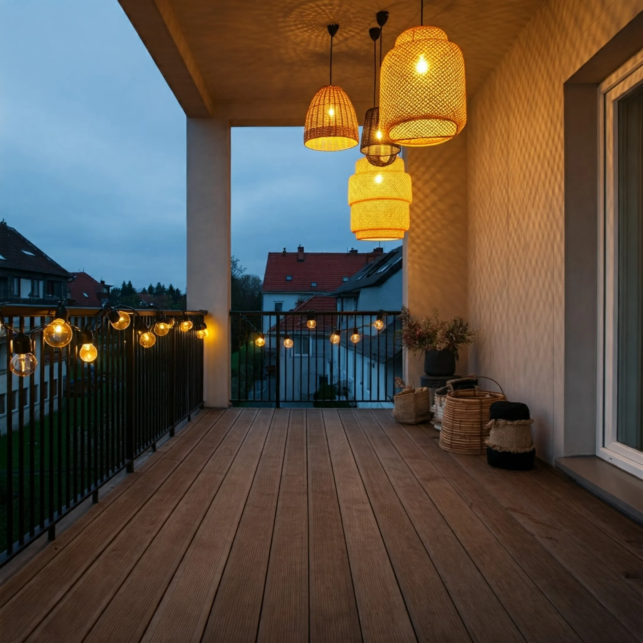 Balkon Apartemen dengan Dekorasi Lampu-desain interior SPlusA.id
