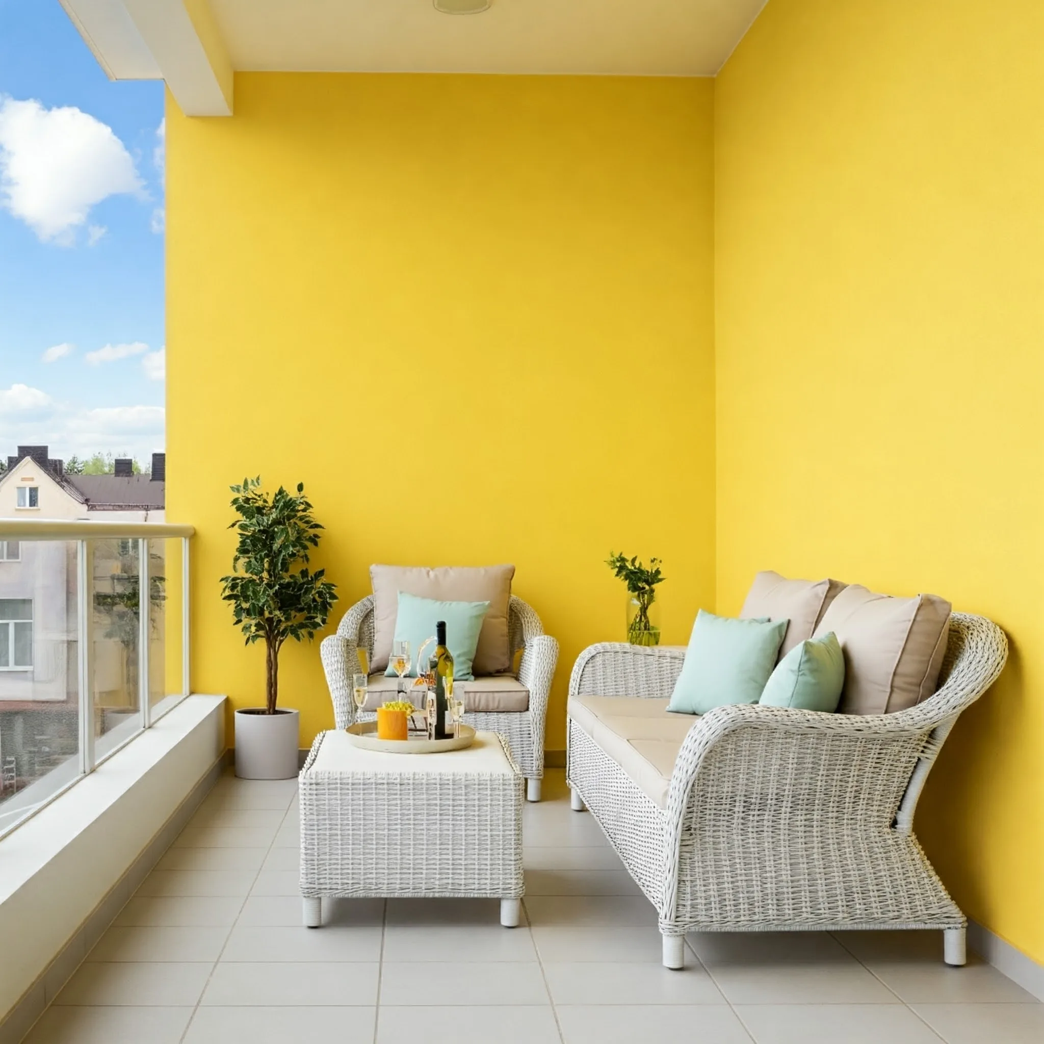 Balkon Apartemen dengan Warna Cerah-jakarta interior design SPlusA.id
