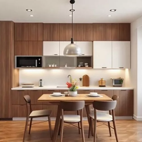 Dapur dengan tata letak linear, kitchen set rapi, dan segitiga kerja yang efisien-interior splusa.id Dapur dengan tata letak linear, kitchen set rapi, dan segitiga kerja yang efisien-interior splusa.id