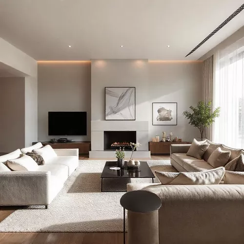 Desain interior modern ruang tamu minimalis di Tanjung Duren, Jakarta Barat, menampilkan furnitur elegan dan pencahayaan lembut-interior splusa.id Desain interior modern ruang tamu minimalis di Tanjung Duren, Jakarta Barat, menampilkan furnitur elegan dan pencahayaan lembut-interior splusa.id