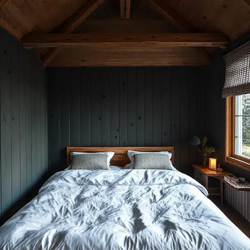 Kamar tidur Scandinavian yang tenang dan nyaman di Jakarta, dengan tempat tidur kayu dan dekorasi minimalis-interior splusa.id Kamar tidur Scandinavian yang tenang dan nyaman di Jakarta, dengan tempat tidur kayu dan dekorasi minimalis-interior splusa.id