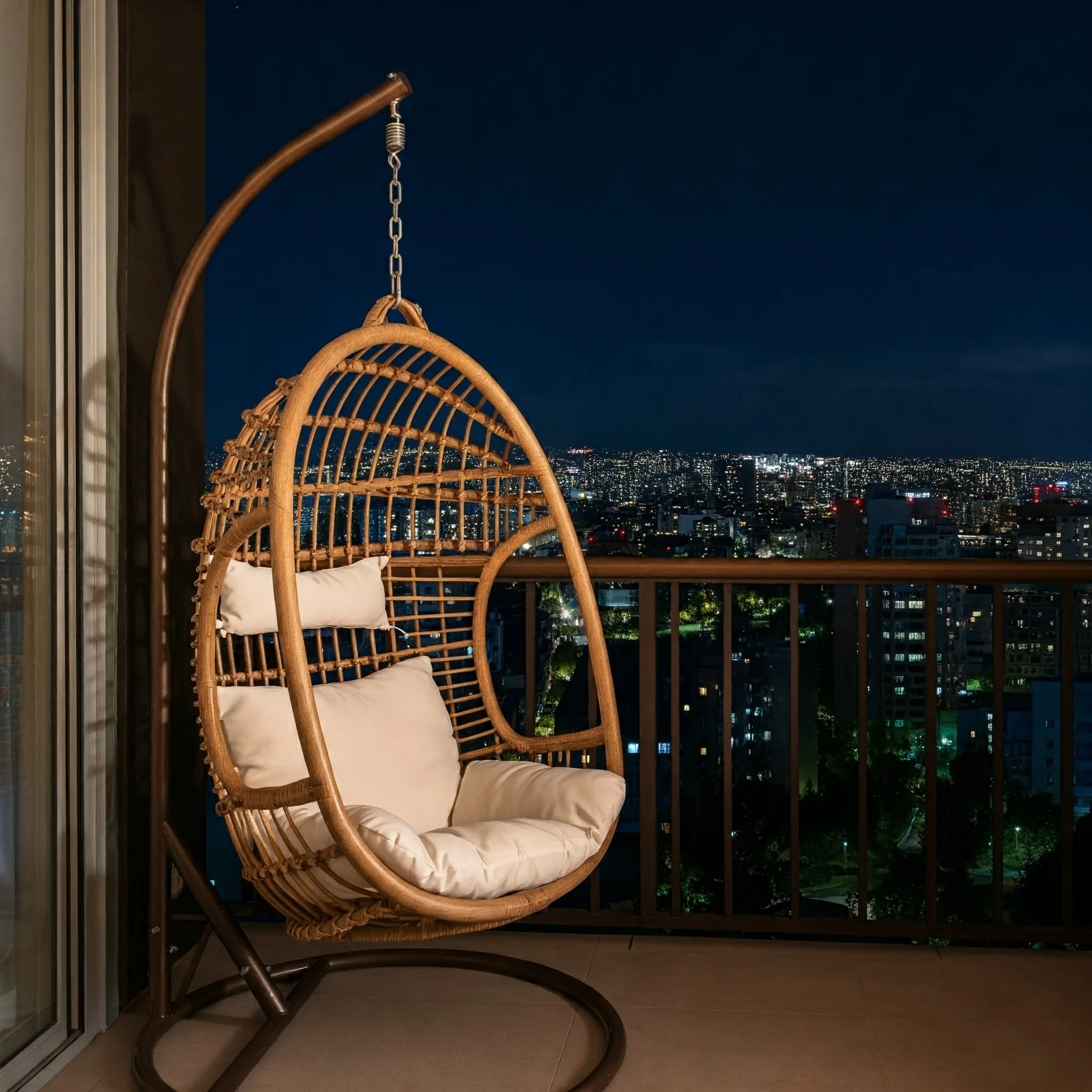 Kursi Gantung di Balkon Apartemen-interior design SPlusA.id