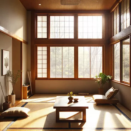 Pencahayaan alami yang optimal dalam ruangan bergaya Jepang, menciptakan suasana hangat dan nyaman-interior splusa.id Pencahayaan alami yang optimal dalam ruangan bergaya Jepang, menciptakan suasana hangat dan nyaman-interior splusa.id