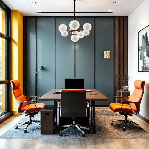 Ruang kerja dengan desain kontemporer yang menampilkan furnitur ergonomis dan pencahayaan yang baik, menunjukkan tren biaya desain interior saat ini-interior splusa.id Ruang kerja dengan desain kontemporer yang menampilkan furnitur ergonomis dan pencahayaan yang baik, menunjukkan tren biaya desain interior saat ini-interior splusa.id