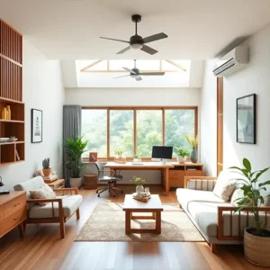 Ruang kerja di rumah dengan desain interior Japandi-interior splusa.id