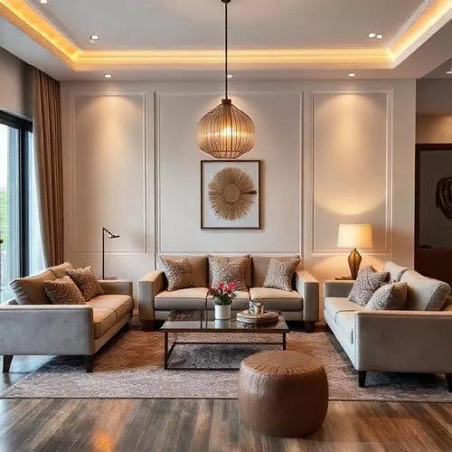 Ruang tamu besar minimalis dengan zonasi furnitur, karpet, dan lampu gantung unik, menciptakan suasana yang stylish dan terorganisir-interior splusa.id Ruang tamu besar minimalis dengan zonasi furnitur, karpet, dan lampu gantung unik, menciptakan suasana yang stylish dan terorganisir-interior splusa.id