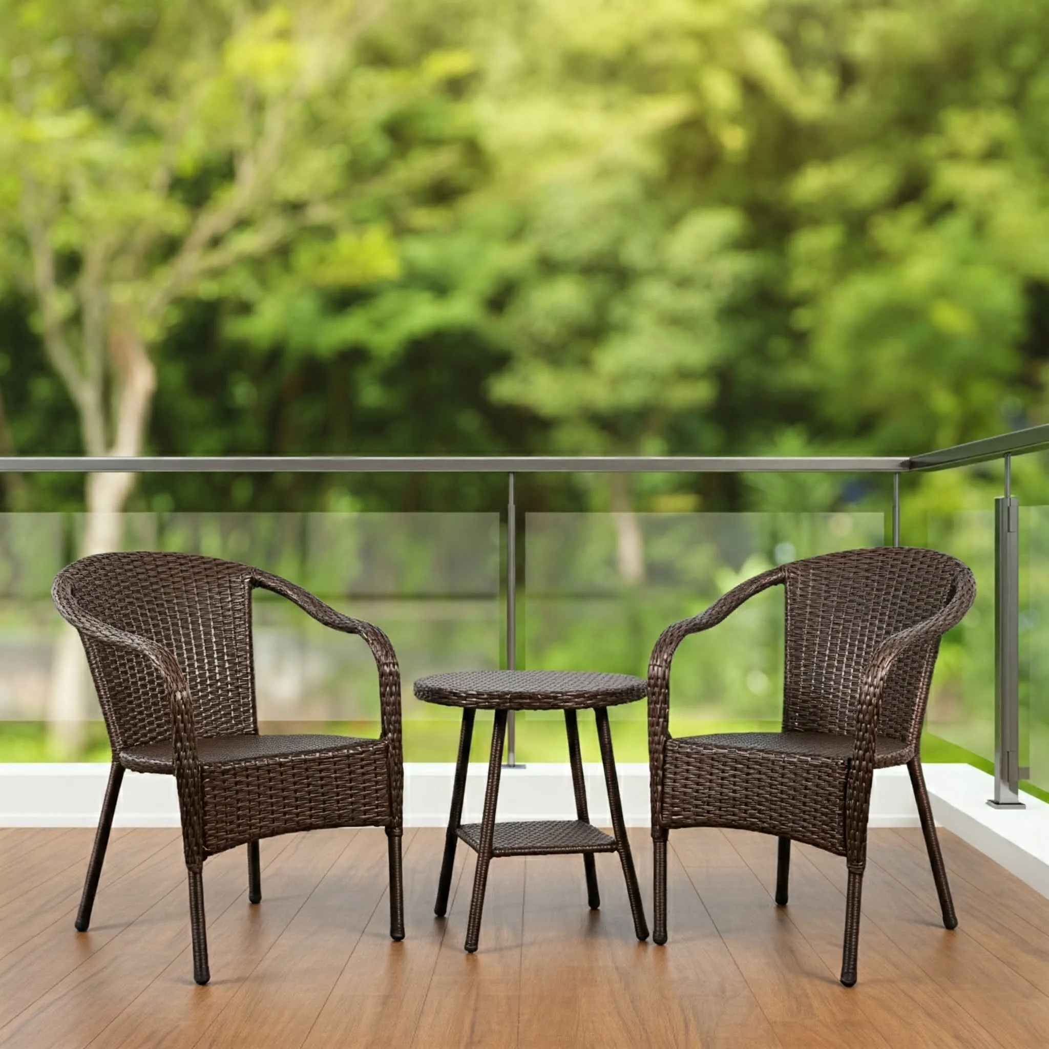 Set Furnitur Balkon Apartemen dari Rotan Sintetis-jasa interior design SPlusA.id