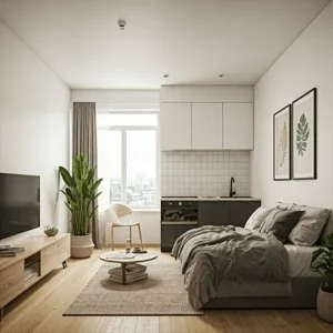 Apartemen studio dengan desain interior yang fungsional dan instagramable-interior splusa.id