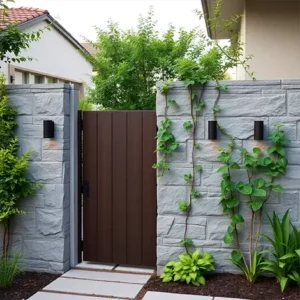 Pagar rumah minimalis dengan batu andesit-kontraktor interior Jakarta splusa.id