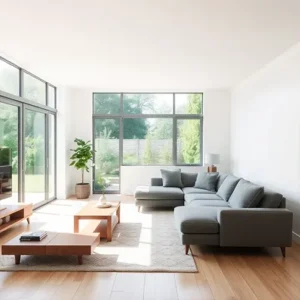 Ruang tamu dengan dinding berwarna putih dan pencahayaan alami-interior splusa.id