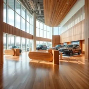 Showroom furnitur dengan material kayu alami - kontraktor interior jakarta SPlusA.id