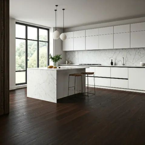 Dapur modern dengan lantai kayu parket-kontraktor interior Jakarta splusa.id Dapur modern dengan lantai kayu parket-kontraktor interior Jakarta splusa.id