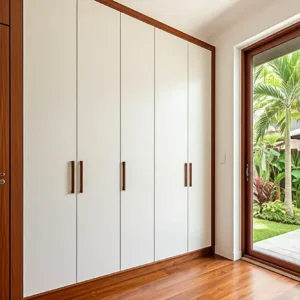 Lemari pakaian dari kayu mahoni dengan finishing cat duco-interior splusa.id