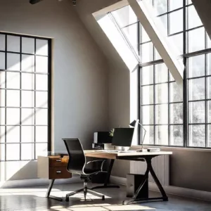 Meja kerja dengan pencahayaan yang baik-kontraktor interior splusa.id