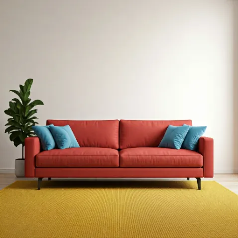 Ruang keluarga dengan palet warna triadic merah, kuning, dan biru-kontraktor interior Jakarta splusa.id Ruang keluarga dengan palet warna triadic merah, kuning, dan biru-kontraktor interior Jakarta splusa.id