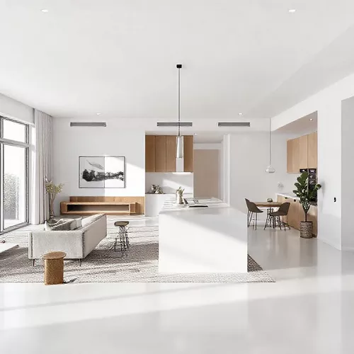 Ruang keluarga ruang makan dapur minimalis menyatu-Kontraktor Interior SPlusA.id Ruang keluarga ruang makan dapur minimalis menyatu-Kontraktor Interior SPlusA.id