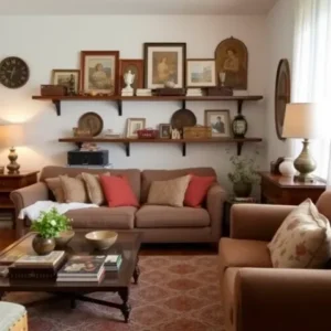 Ruang tamu dengan aksesoris vintage yang tertata rapi-kontraktor interior jakarta splusa.id