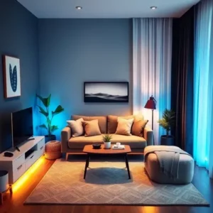 Ruang tamu kecil dengan lampu LED-kontraktor interior jakarta SPlusA.id