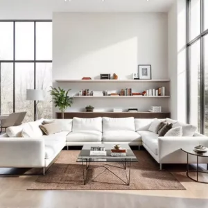 Ruang tamu kontemporer dengan furnitur minimalis-Kontraktor Interior SPlusA.id