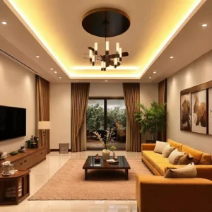 Ruangan dengan plafon rendah yang dicat putih dan terlihat luas-kontraktor interior splusa.id