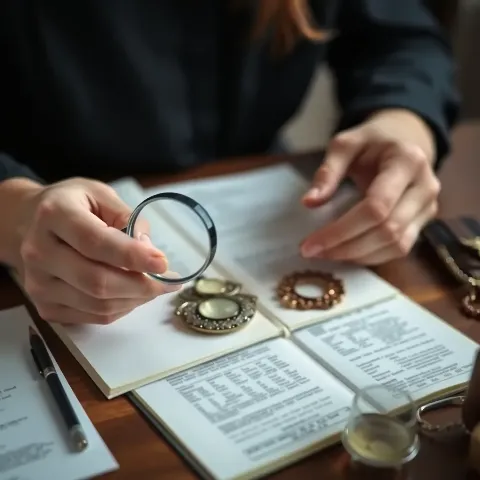 Seseorang sedang meneliti tanda keaslian pada aksesoris vintage-kontraktor interior jakarta splusa.id Seseorang sedang meneliti tanda keaslian pada aksesoris vintage-kontraktor interior jakarta splusa.id