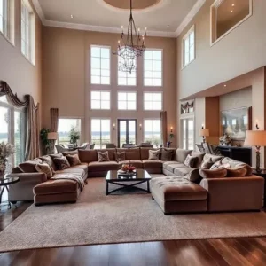 Sofa sectional di ruang keluarga besar Jakarta-Kontraktor Interior SPlusA.id