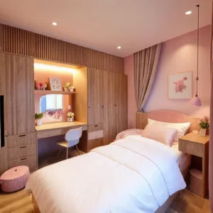 Tempat tidur dengan laci untuk anak perempuan-kontraktor interior splusa.id