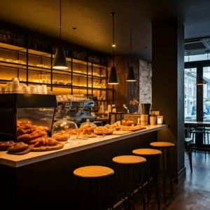 Coffee bar dengan mesin kopi dan snack bar-kontraktor interior kantor splusa.id