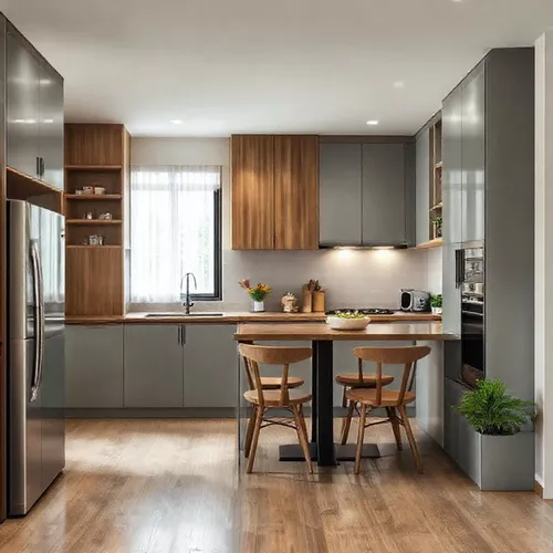 Dapur Mungil Minimalis dengan Konsep Terbuka-kontraktor interior splusa.id Dapur Mungil Minimalis dengan Konsep Terbuka-kontraktor interior splusa.id