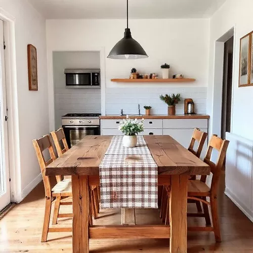 Dapur Mungil Minimalis dengan Meja Makan Kayu-kontraktor interior splusa.id Dapur Mungil Minimalis dengan Meja Makan Kayu-kontraktor interior splusa.id