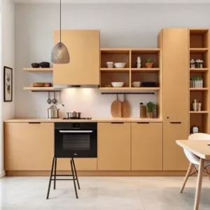 Dapur Mungil Minimalis dengan Open Shelving-kontraktor interior splusa.id