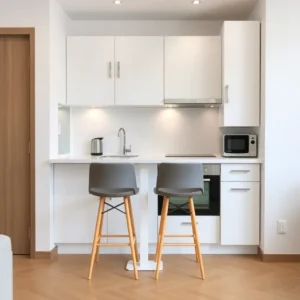 Dapur mungil di apartemen studio dengan kitchen set multifungsi-kontraktor interior splusa.id