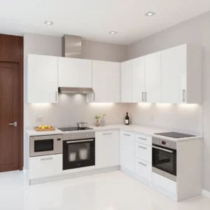 Dapur mungil minimalis dengan kitchen set letter L-kontraktor interior splusa.id