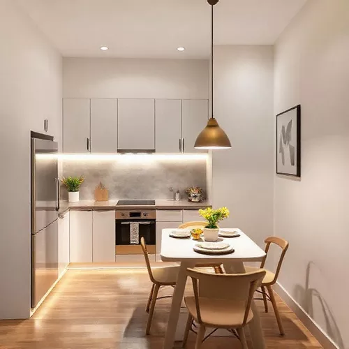 Dapur mungil minimalis dengan pencahayaan warm white yang nyaman-kontraktor interior splusa.id Dapur mungil minimalis dengan pencahayaan warm white yang nyaman-kontraktor interior splusa.id