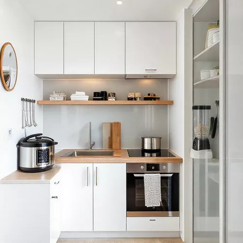 Dapur mungil minimalis dengan peralatan dapur multifungsi yang menghemat ruang dan memudahkan penyimpanan-kontraktor interior splusa.id Dapur mungil minimalis dengan peralatan dapur multifungsi yang menghemat ruang dan memudahkan penyimpanan-kontraktor interior splusa.id