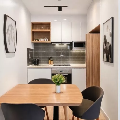 Dapur mungil minimalis di apartemen studio Jakarta-kontraktor interior splusa.id Dapur mungil minimalis di apartemen studio Jakarta-kontraktor interior splusa.id